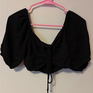 Elegant Black Puff Sleeve Top